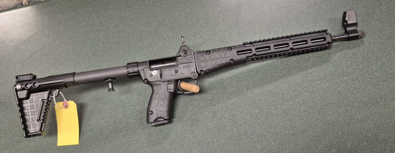 Very nice used Kel-tec Sub 2000 semi 9mm with 16" barrel. Takes Glock mags, comes with one and box $450