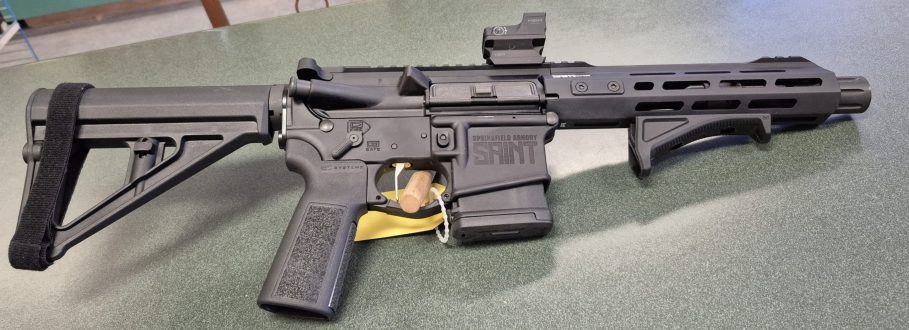 Like new Springfield Saint 5.56 Pistol. Comes with case, red dot $1000